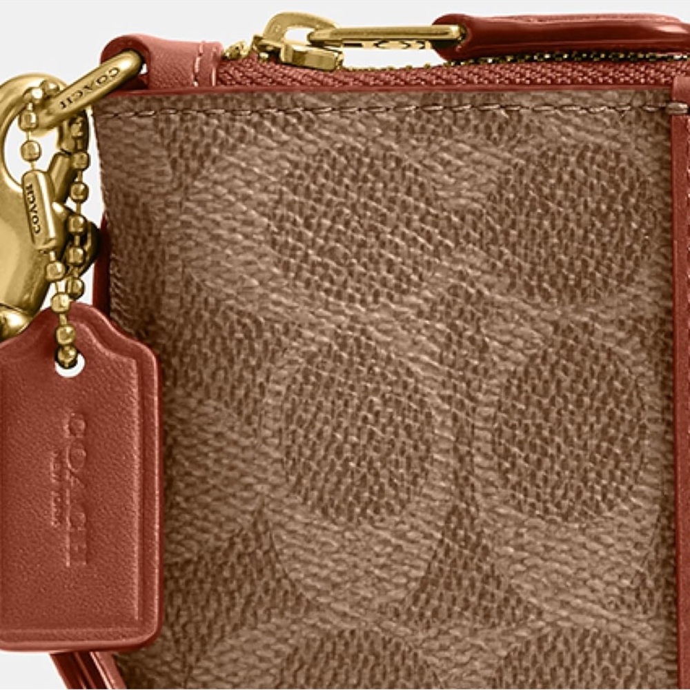 Coach Signature Brown and Tan Wristlet - Picture 3 of 7